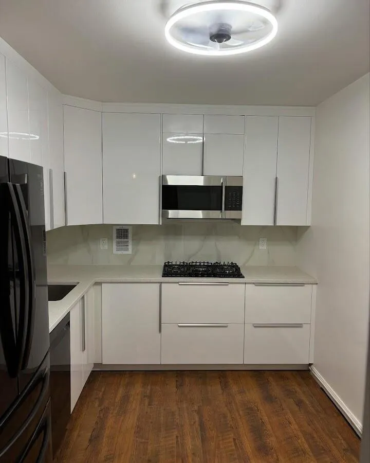 Renovated kitchen with quartz countertops in Stamford